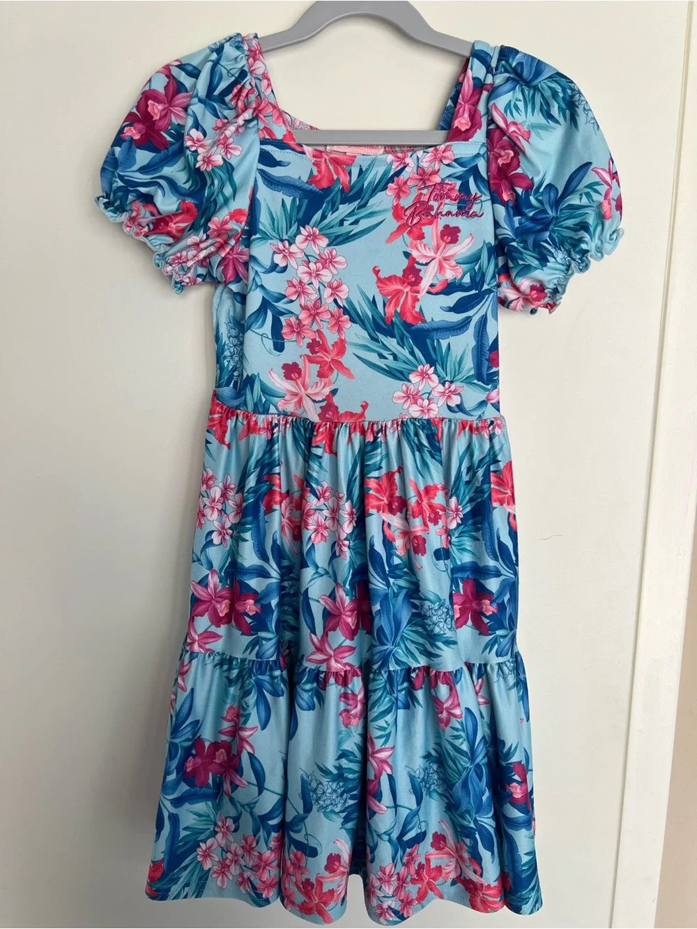 Tommy Bahama Light Blue Tropical Floral Puff-Sleeve Dress - Picture 2 of 4